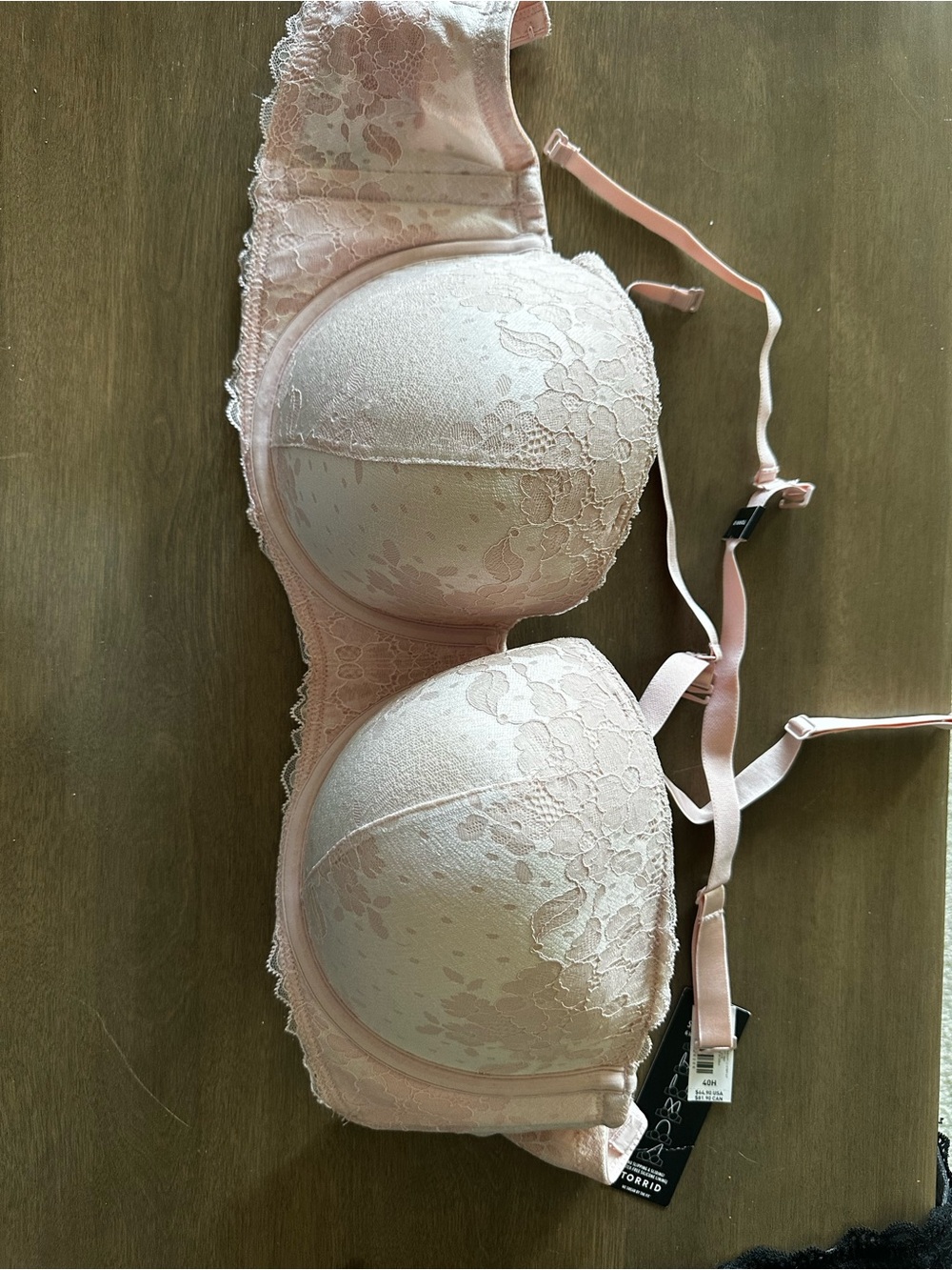 Lace-Trim Push-Up Bra - Light Pink